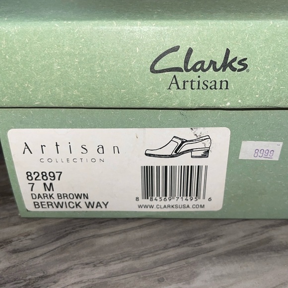 Clarks Artisan Berwick Way women’s Size 7M leather dark brown heel shoes brown - Picture 6 of 10